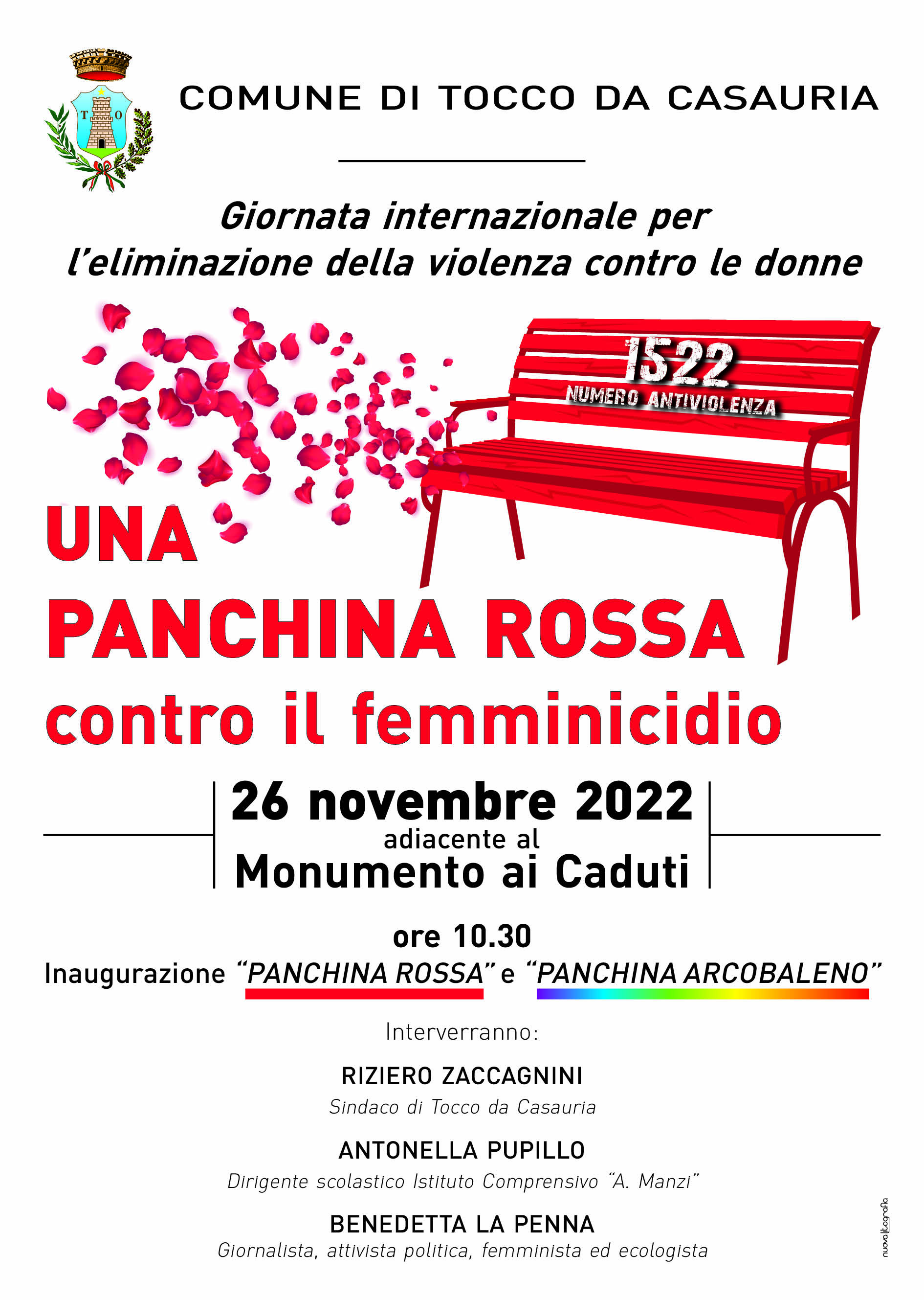 UNA PANCHINA ROSSA contro il femminicidio